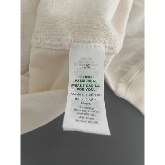 Aerie Shirt Womens Large Cream New York Graphic Long Sleeve Crewneck Tee NYC - Picture 4 of 8